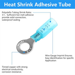 10-100pcs Marine Grade 1/4″ Ring Wire Connectors 16-14 AWG Heat Shrink Terminals