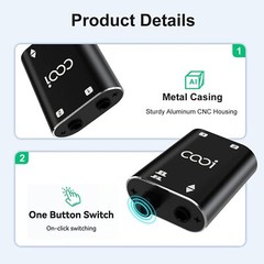 3.5mm Stereo Audio Switcher1 In 2 Out /2 In 1 Out With 3.5mm Audio Cable 2 Por