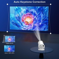 Mini Projector with WiFi & Bluetooth 5.4, Android 14, 4K/8K Support, Apps