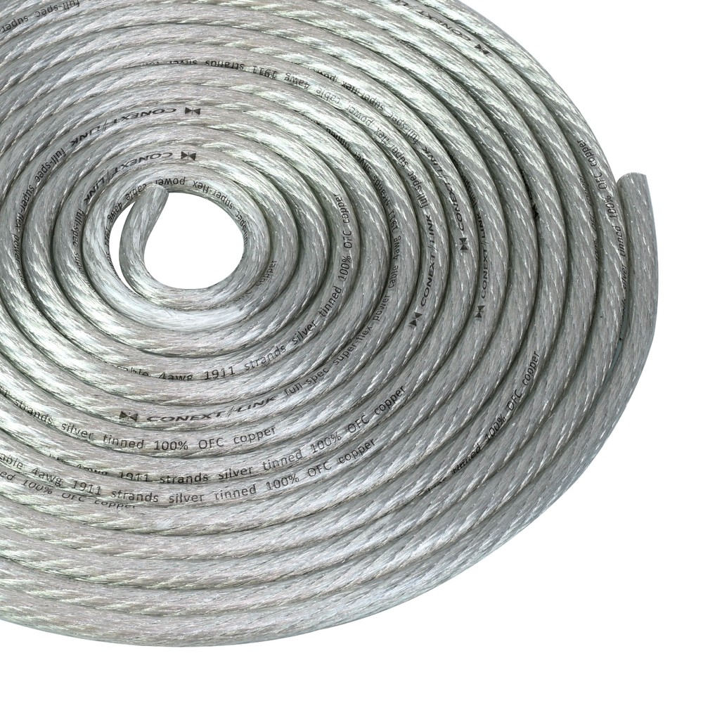 10 ft 4 GA Gauge Car Battery Power Cable Ground Wire Tin OFC Copper Clear Silver