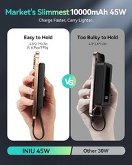 INIU Power Bank 45W 10000mAh USB-C & A Dual Output Black with LED Paw Indicator