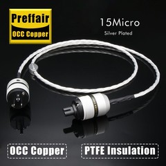 Preffair OCC Copper Silver Plated Audio Amplifier Cable C7 US Plug Power Cable
