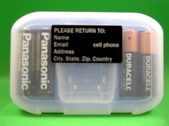 Battery Case Holder fits 4 AA Case & Compact Flash CF card + Engraved Nameplate