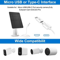 10W Solar Panel Charger for Security Camera Waterproof & Adjustable Wall Mount