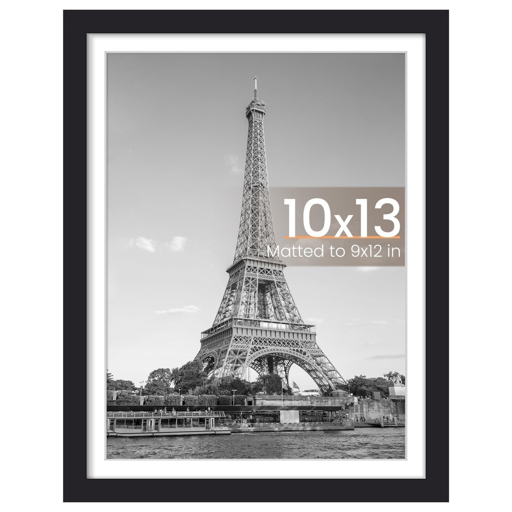 upsimples 10×13 Picture Frames, Display Pictures 9×12 with Mat 10×13, Black
