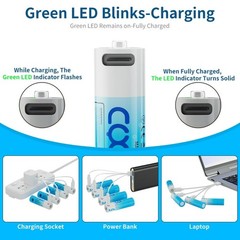 4 PCS 1.5V AA AAA USB-C Rechargeable Batteries 1.5 Volt Lithium Li-ion Battery
