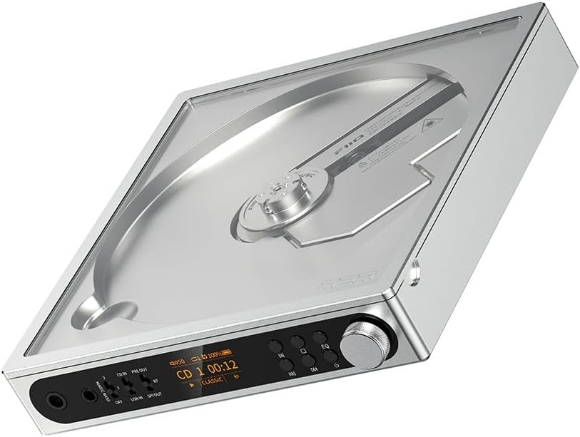 FiiO DM15 Portable CD Player, 24Bit R2R USB/DAC, 1150mWx2 BT aptX (Silver)