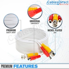 CCTV Cable Security Camera Siamese Wire BNC DC Power Video White Black Lot