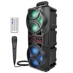 Portable Dual FM Radio and Bluetooth Speaker Karaoke w/Mic for Home Parties