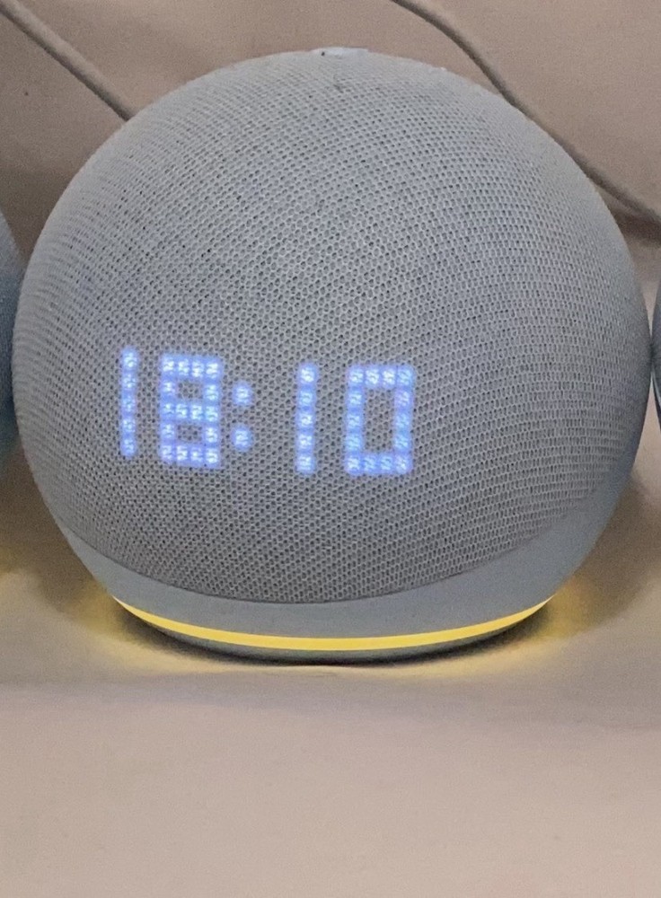 Amazon Echo Dot 5th Gen with Clock Alexa Smart Speaker Cloud Blue w/ Adapter