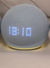 Amazon Echo Dot 5th Gen with Clock Alexa Smart Speaker Cloud Blue w/ Adapter