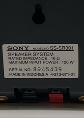TWO Sony SS-SR301, 16 ohm, 120W Black Bookshelf Triangular Speakers – NEW in Box