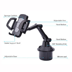 360° Cup Holder Car Mount Cradle for Cell Phone Drink Organizer Holder Universal