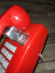 Cortelco 2554 Red Wall Phone Vintage Push Button Bell Ring Retro Mod TESTED USA