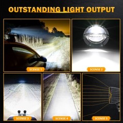 Auxbeam 4Inch 100W Round Offroad Lights White DRL 10000LM LED Driving Light Pods