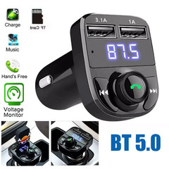 Bluetooth 5.0 Car Wireless FM Transmitter Adapter AUX Hands-Free 2USB PD Charger