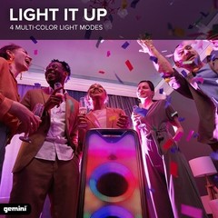 Gemini GLS-550 DJ Big Wireless Bluetooth LED Lights Party Speaker Mic Remote