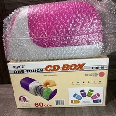 NEW Y2K CD & DVD Storage Box One Touch Sliding Door Holds 60 CD Baby Pink HIPCE
