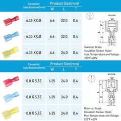 400 PCS Nylon Spade Quick Disconnect Connectors Kit, Electrical Insulated Termin