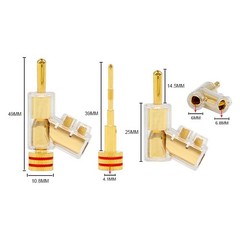 8PCS Hi-End Rhodium / Gold Plated Lock Banana Plug Audio Speaker Cable Connector