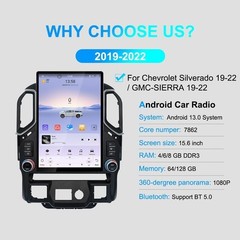 For Chevrolet Silverado GMC Sierra 2019-2022 Vertical Screen 2K 15.6″ GPS radio