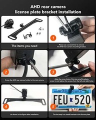 WOLFBOX Reverse Rear Camera License Plate Bracket, for Backup View Camera