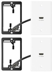 8K HDMI Wall Plate 1 Port 2 Pack, White HDMI Wall Plate with 8K HDMI Pigtail …