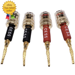 CESS-220 Pin Banana Plug to 4Mm Female Banana Jack/Speaker Wire, 4 Pack (Braided