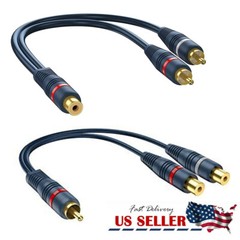 RCA 1 Female to 2 Male RCA 1 Male to 2 Female Audio Y-Converter Splitter Adapter
