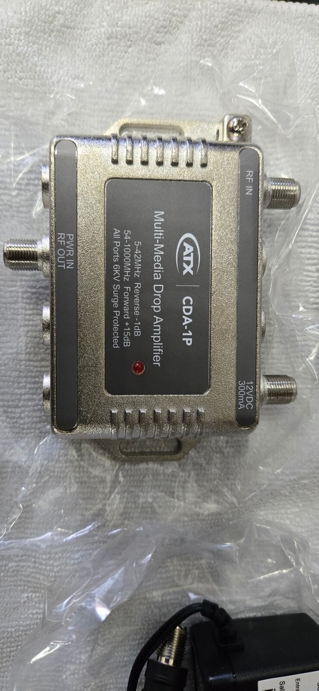 ATX Multimedia Drop Amplifier CDA-1P: 1GHz CATV Bi-directional w/Power Supply