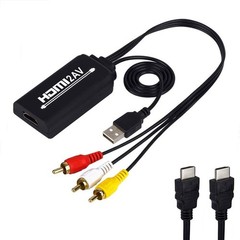 HDMI to RCA Composite AV Converter Adapter, Support PAL/NTSC, 1080P, 6.6ft.