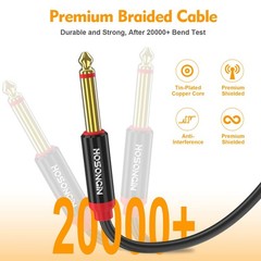 Dual 1/4 inch TS to Dual 1/4 inch TS Stereo Interconnect Insert Cable, PVC Ja…