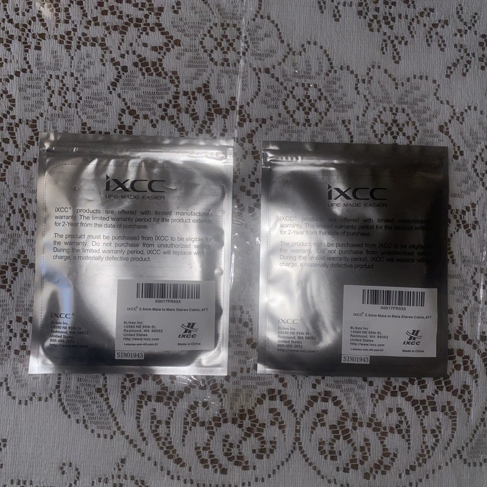 ixcc 3.5mm Male To Male Stereo Cable 4 Ft Sealed Package. Qty 2 Free Ship