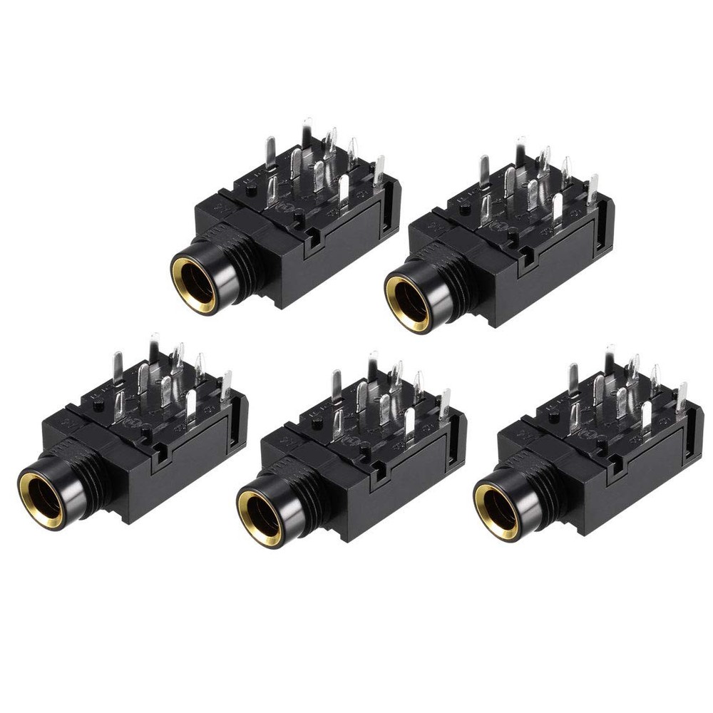 uxcell PCB Mount 6.35mm 9 Pin Socket Headphone Stereo Jack Audio Video Black