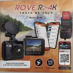 New Open Box ROVE R2-4K 4K WiFi Dash Cam with Built-In GPS, Black