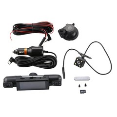 360 Degree 4 Lens 1080P Car Dash Cam Front Rear Inside Side DVR 64GB Memory Card