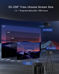 4K Projector 40000LMS 1080P 3D 5G WiFi Bluetooth Video Home Theater 230″ Display