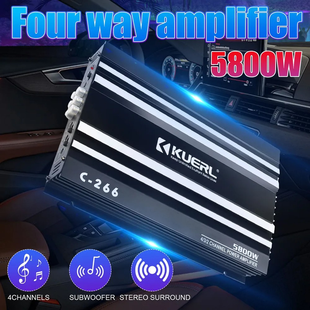 5800W 4 Channel Car Truck Amplifier Stereo Audio Amp Speaker System Device J6H5