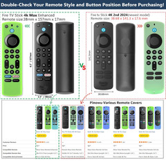 Pinowu Silicone Remote Case (3Pcs, Glow in the Dark) for Fire TV Stick 4K Max/In