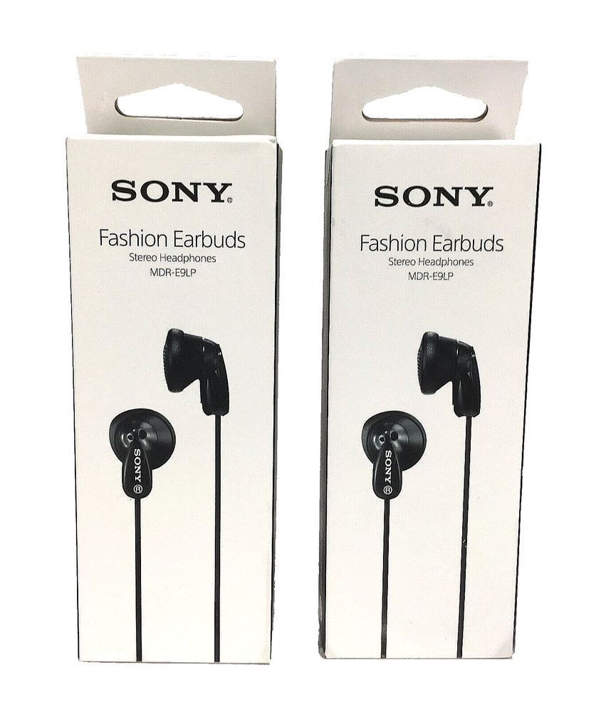 Lot of 2 Sony MDR-E9LP Fashion Earbuds – Brand New Factory Sealed Black