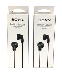 Lot of 2 Sony MDR-E9LP Fashion Earbuds – Brand New Factory Sealed Black