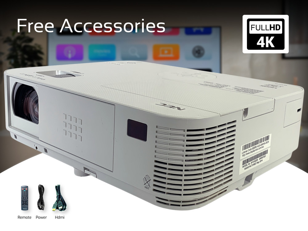 DLP Projector for Home & Business 3200 ANSI Long Life Lamp Up to 8,000 Hours 4K