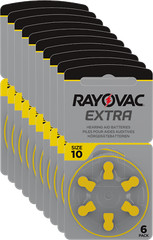 60 x Rayovac Hearing Aid Batteries 10 Extra Advanced 1.45V 105mAh 10AU-6XEMF
