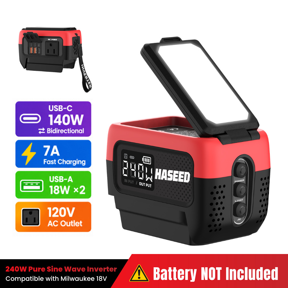 240W Pure Sine Wave Inverter For Milwaukee 18V Battery,Portable Power Station