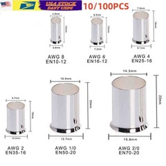 10-100PCS Wire Ferrules Crimp Terminal Connector Kits AWG (8 6 4 2 1/0 2/0) US