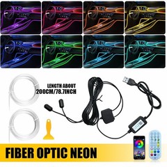 LED Neon Light Trim Glow Optic Fiber Strip Car Interior Ambient Lighting Kit.APP