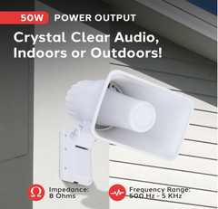 Weather Proof PA Speaker Horn CB Radio Indoor Outdoor Siren Game Call 50W 6 Inch