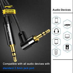 3.5Mm Aux Cable 1.5 Ft, 3.5Mm Nylon Braided Male to Male Stereo Audio Cable Audi