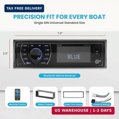 300W Bluetooth Marine Stereo Receiver – Single DIN In-Dash AM/FM Radio with USB/
