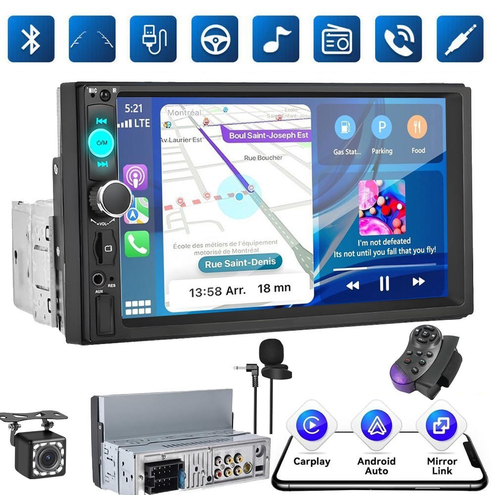 Single Din Car Stereo Bluetooth Backup Camera 7 Inch Touchscreen MP5 Player